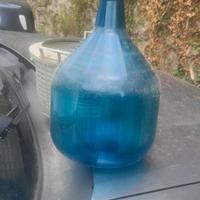 Damigiana bottiglione vintage vetro blu azzurro