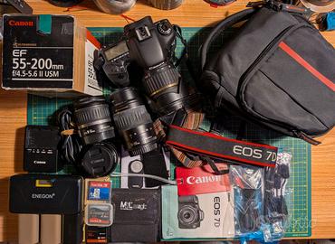 Canon Eos 7D con 4 lenti e accessori