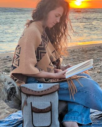 Zaino in canapa e pelle