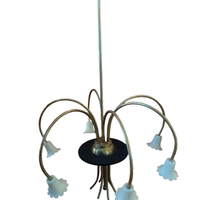 Lampadario in vetro e ottone stile Pietro Chiesa