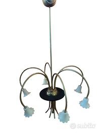 Lampadario in vetro e ottone stile Pietro Chiesa