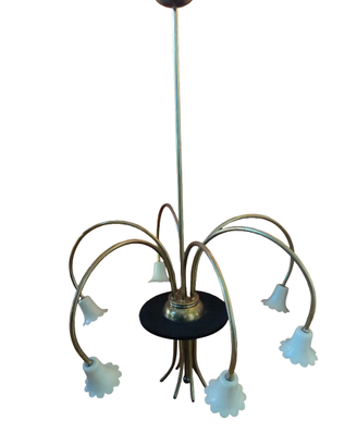 Lampadario in vetro e ottone stile Pietro Chiesa