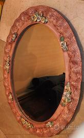 Specchio Vintage Ovale Cm 70 Cornice Ceramica E De