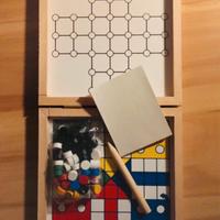 Gioco da tavolo in legno da viaggio dama tria