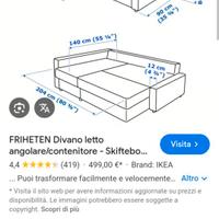 Divano letto Friheren ikea con vano contenitore