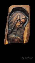 Bassorilievo Madonna in legno - altezza 38 cm