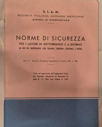 Norme sicurezza Miniera Cerretopiano SIAM 1961
