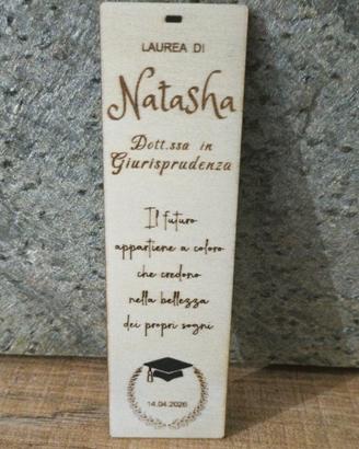 segnalibro in legno pensierino "Laurea"