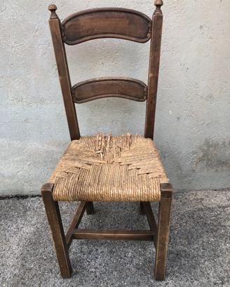 Sedia in legno e paglia IXX sec.