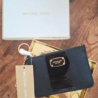 Porta carte di credito Michael Kors in pelle nera
