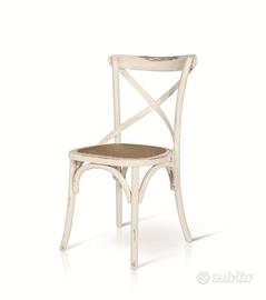 Sedia in legno massello bianco anticato