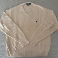 Maglione polo ralph lauren panna vintage taglia L