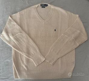Maglione polo ralph lauren panna vintage taglia L