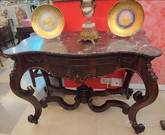 Antica Consolle con marmo sagomato e cassetto