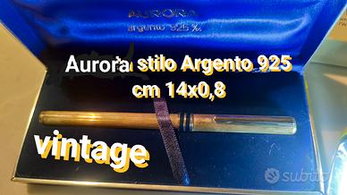 ARGENTO 925 PENNA STILO VINTAGE AURORA CON CUSTODI