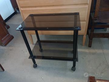 Tavolino in Vetro con ruote 