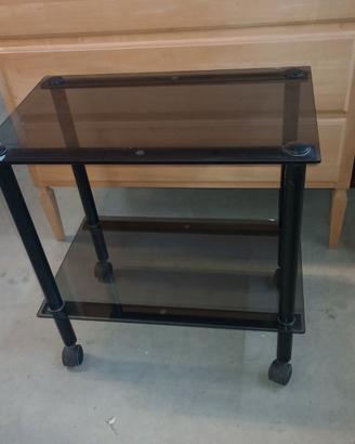 Tavolino in Vetro con ruote 