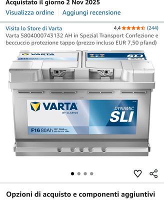 batteria Varta 5804000743132 – 80Ah, 740A (EN) 