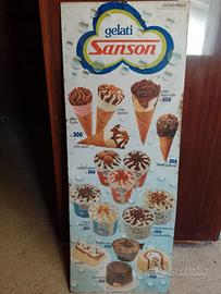 Tabella insegna pubblicitaria gelati Sanson 1979