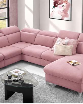 Divanoletto rosa con doppia penisola