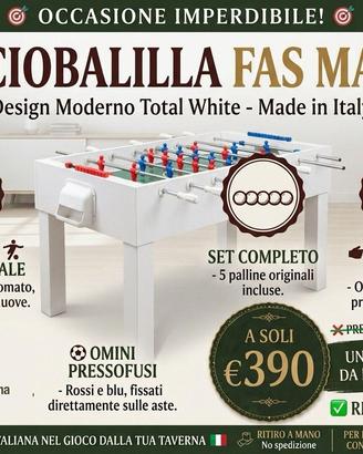 Calciobalilla Biliardino  FAT MATCH bianco