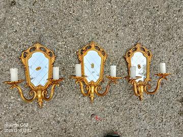 Applique in bronzo anni 50  con specchietto 
