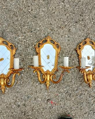 Applique in bronzo anni 50  con specchietto 