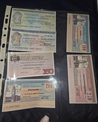 lotto di 10 miniassegni anni 70 vari tagli e banch