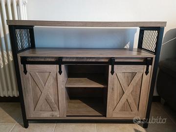 Credenza-mobiletto greige/nero stile industrial