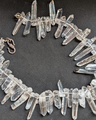 Collana cristalli di quarzo naturale a punta 