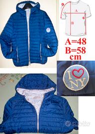 Piumino blu imbottito vento inverno abbigliamento
