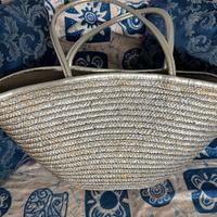 Borsa in paglia argentata