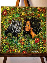 quadro tigre donna floreale arredamento collezione