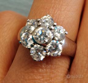 Anello fiore in argento 925 con zirconi donna