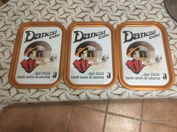 3 Vassoio Danesi Caffè latta vintage cabaret 40x28
