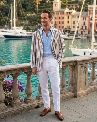 Giacca lino cotone OUTSIDER righe uomo tg.48