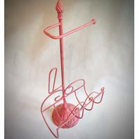 Porta carta igienica e riviste vintage, ghisa rosa