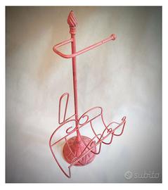 Porta carta igienica e riviste vintage, ghisa rosa