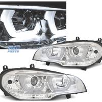 FARI BMW X5 E70 07-13 LED OCCHI ANGEL CROMATI