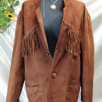 Giacca donna stile western in pelle con frange