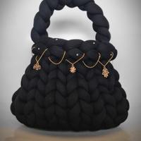 Borsa a maglia grossa nera