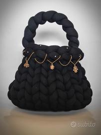 Borsa a maglia grossa nera