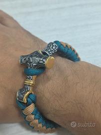 Bracciale Acciaio e Corda Vichingo 