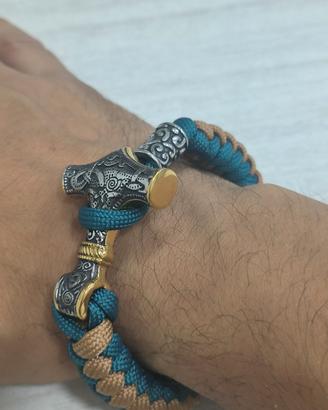 Bracciale Acciaio e Corda Vichingo 