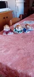 3 bambole in ceramica 