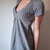 Abito in Maglia Grigio  Scollo a V/Manica corta