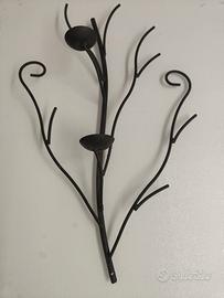 Porta candele da parete ferro battuto