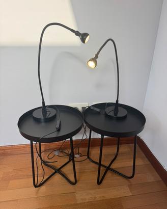 Comodini tondi 30 cm diametro e lampade lettura