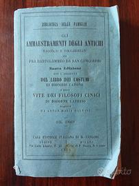 Libro  del 1861 "Gli Ammaestramenti degli Antichi"