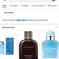 Intenso light blu  D&G profumo